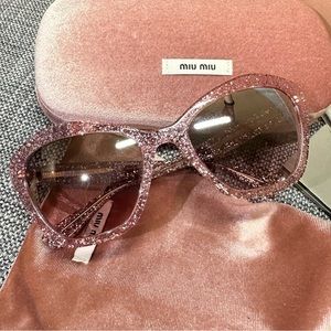 Miu Miu Pink Glittery Sunglasses NWT